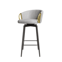 Modern Set Of 2 Stylish Grey Bar Chairs Comfortable High Stools For Kitchen Counters And Dining Areas