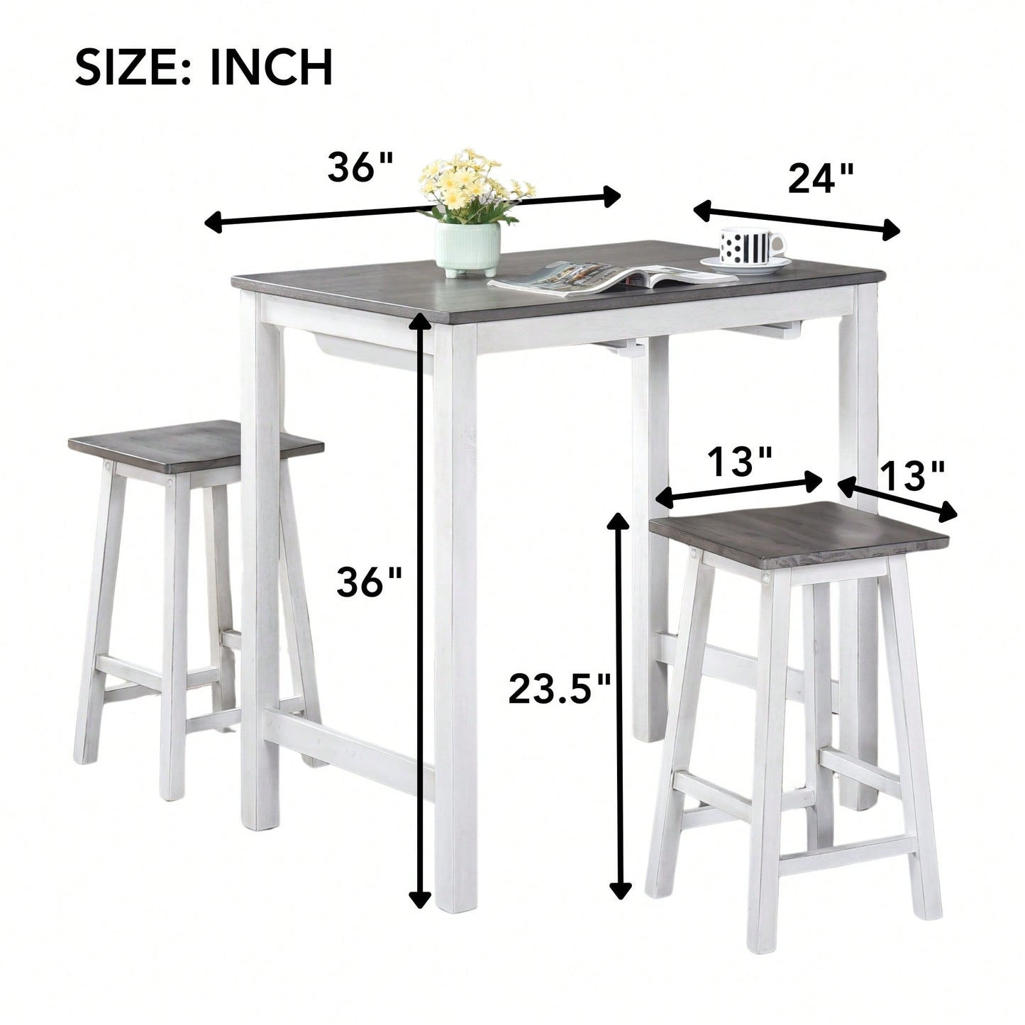 Compact 3 Piece Counter Stool Set Easy To Clean Ideal For Small Spaces