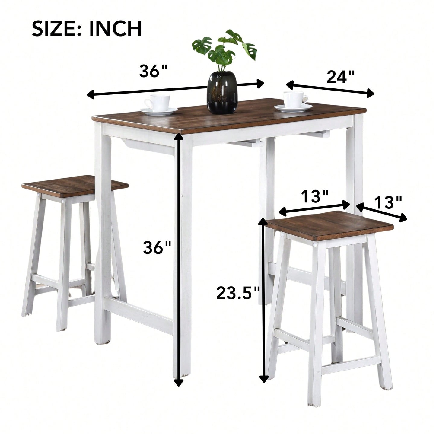 Compact 3 Piece Counter Stool Set Easy To Clean Ideal For Small Spaces