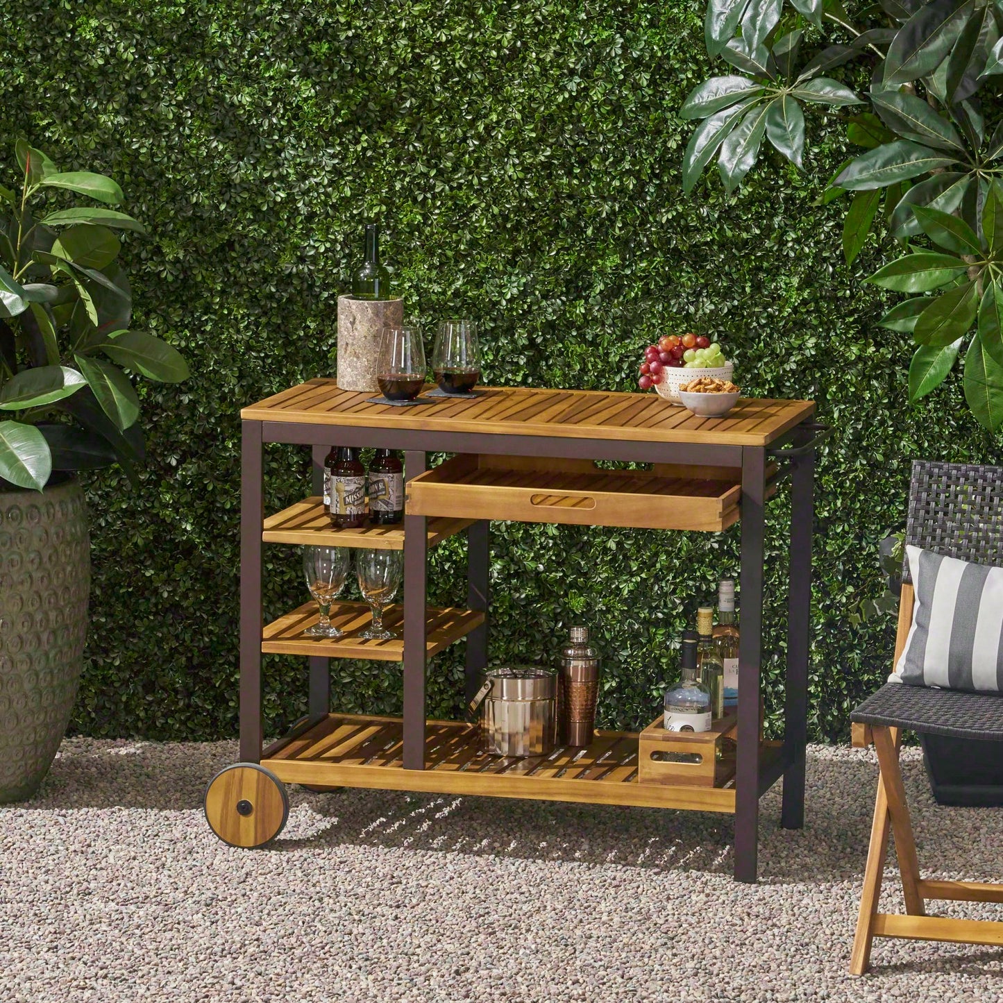 Wood And Metal Bar Cart For Stylish Home Entertaining And Storage Solutions