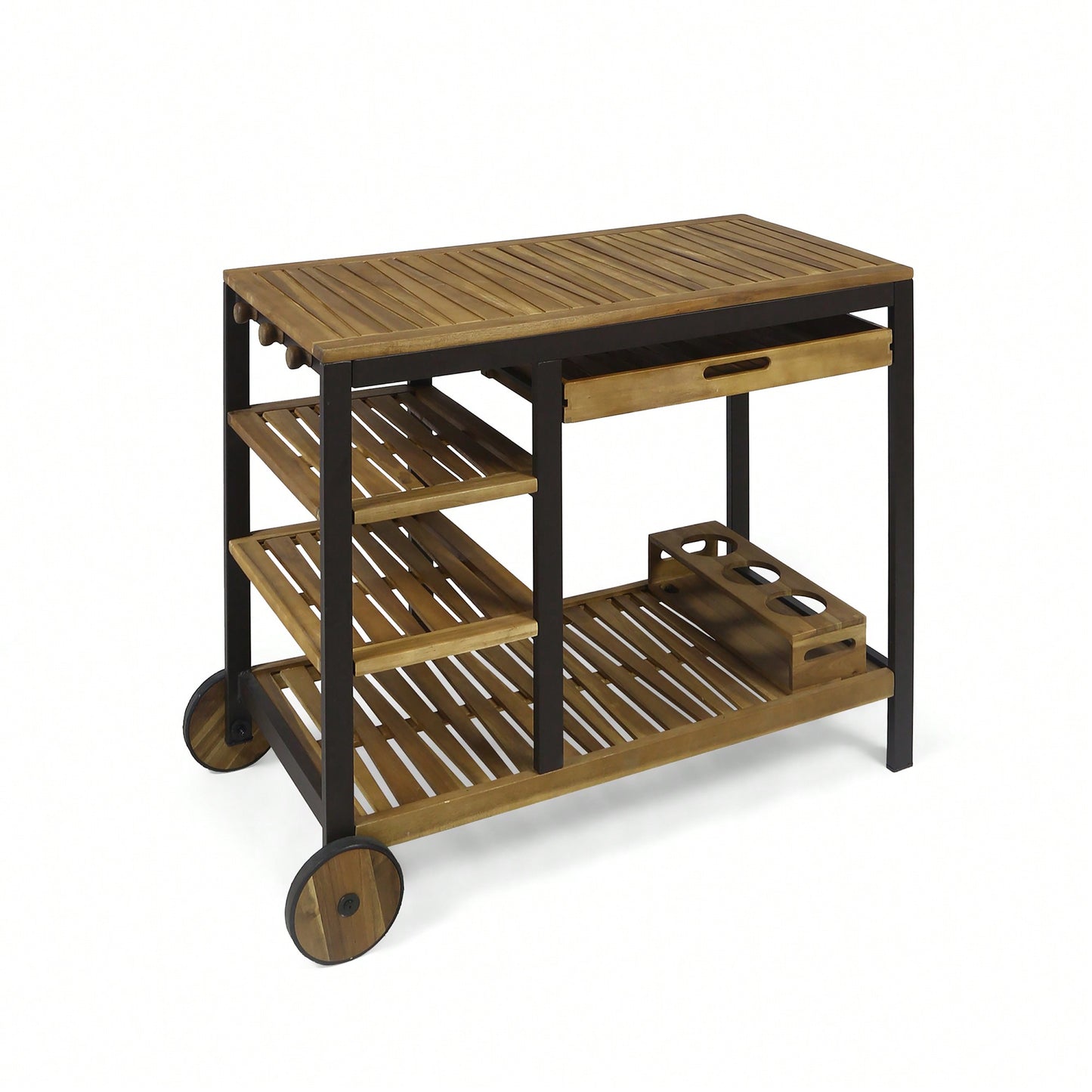 Wood And Metal Bar Cart For Stylish Home Entertaining And Storage Solutions