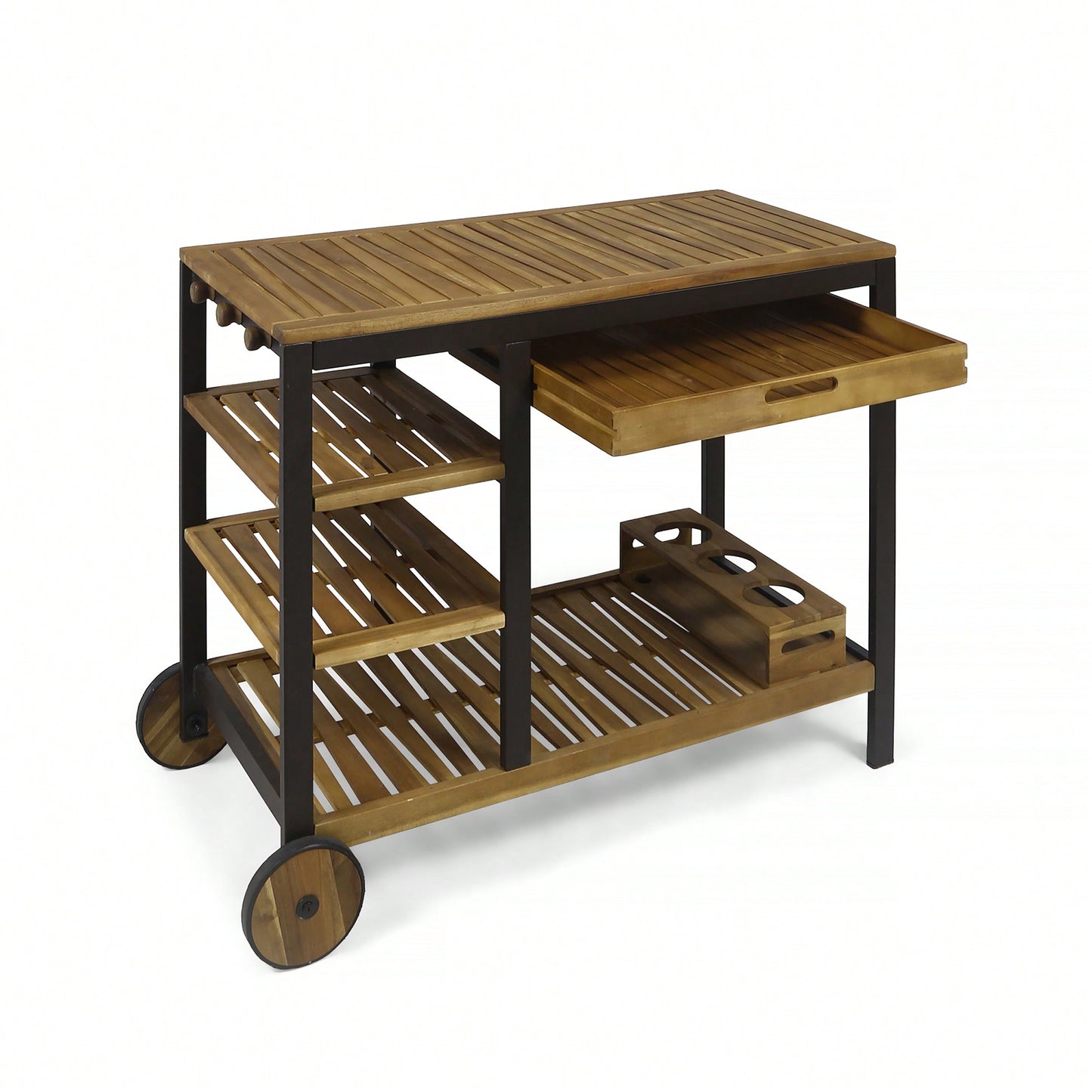 Wood And Metal Bar Cart For Stylish Home Entertaining And Storage Solutions