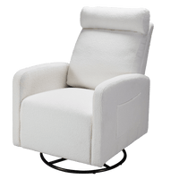 Upholstered Manual Recliner Chair 360 Degree Glider Rocker For Living Room And Nursery Beige