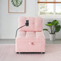 Convertible Pink Sofa Bed For Apartment Office Living Room 40.20 Inches Long