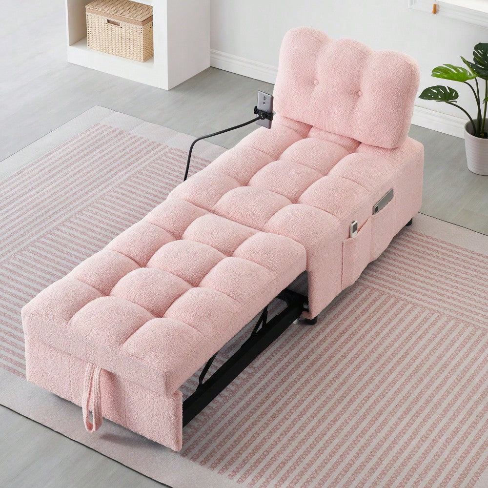 Convertible Pink Sofa Bed For Apartment Office Living Room 40.20 Inches Long