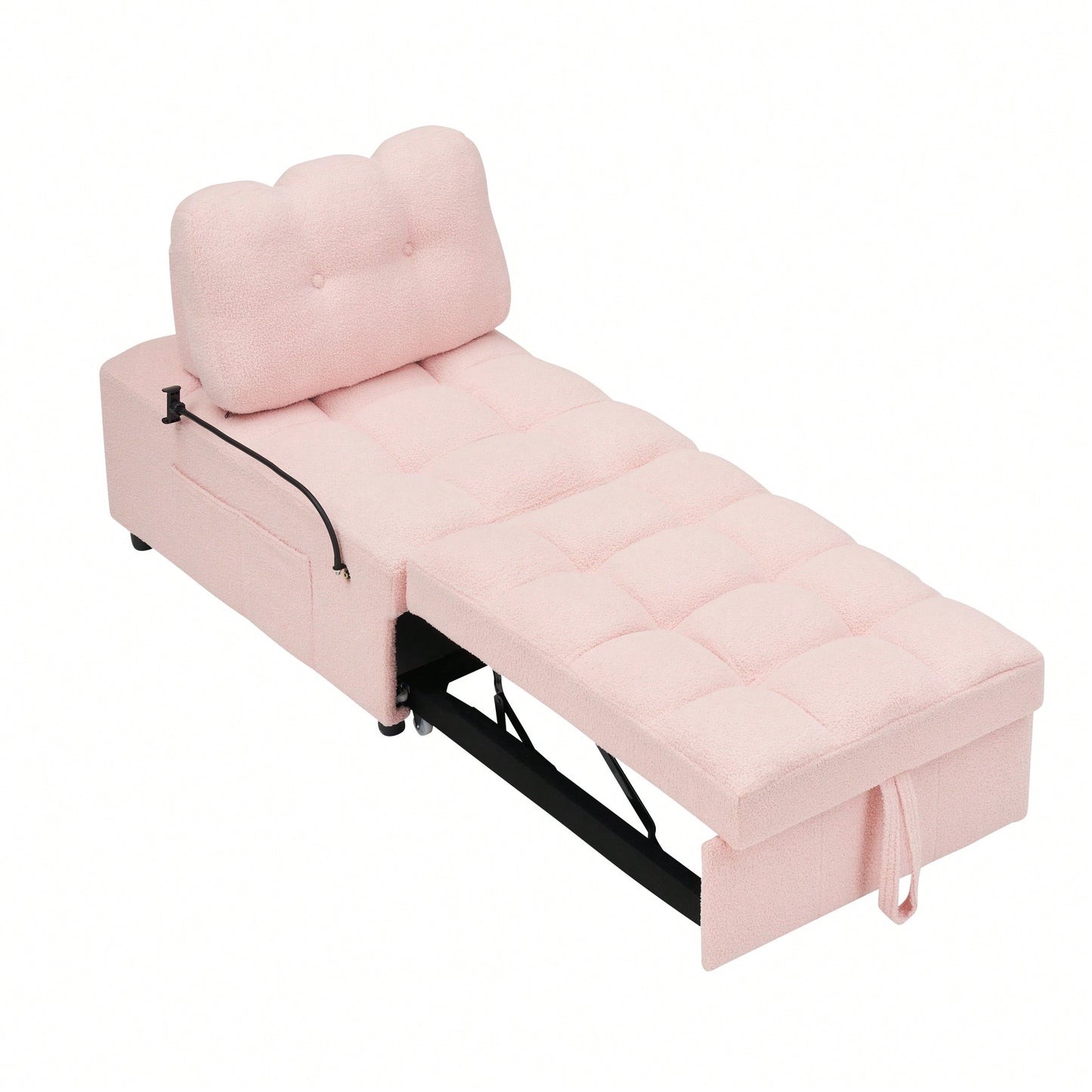 Convertible Pink Sofa Bed For Apartment Office Living Room 40.20 Inches Long