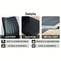 Set Of 4 Modern Black Dining Chairs With PU Cushion And Silver Metal Legs For Restaurants And Living Rooms