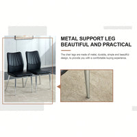 Set Of 4 Modern Black Dining Chairs With PU Cushion And Silver Metal Legs For Restaurants And Living Rooms