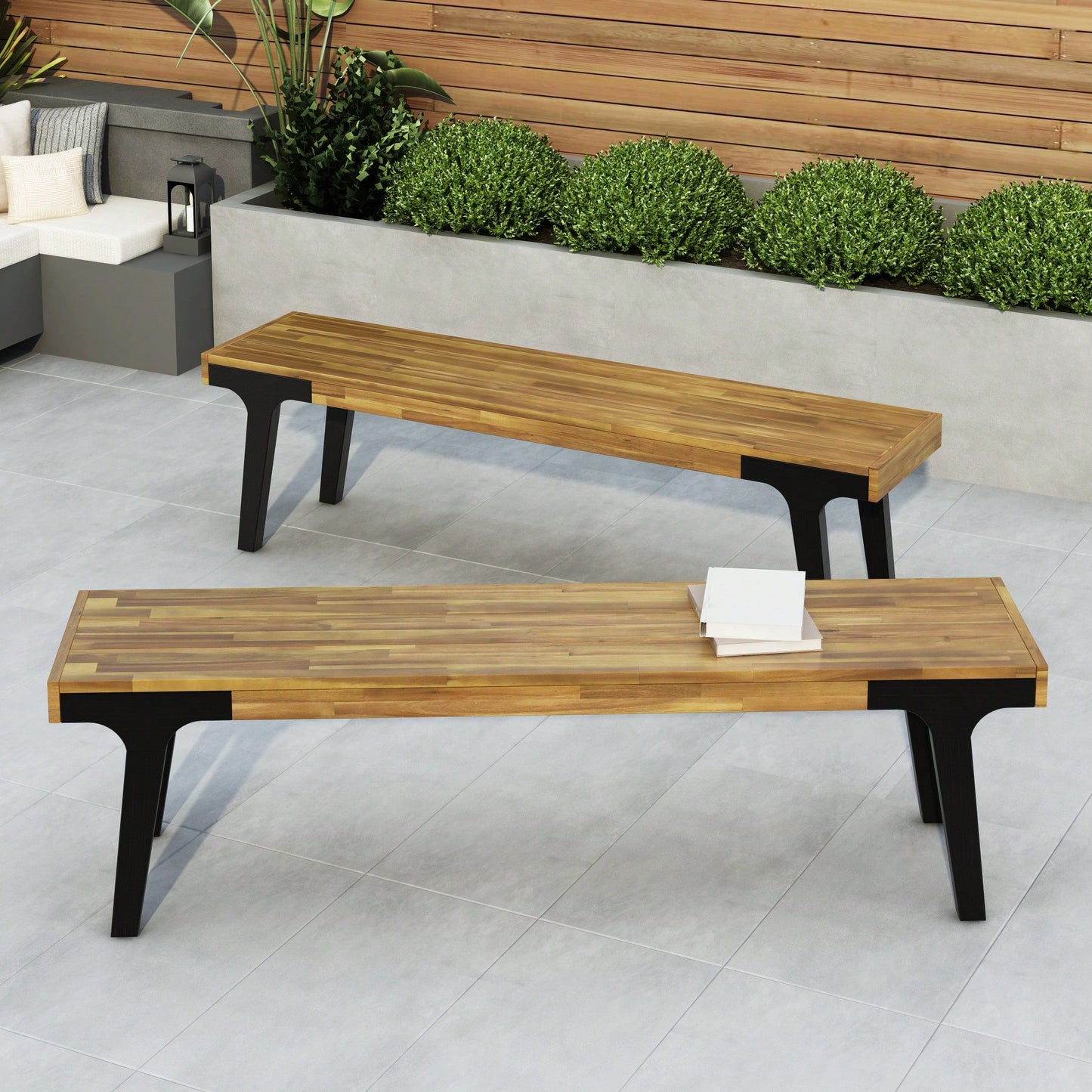 Set Of 2 Versatile Benches For Indoor And Outdoor Use