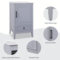 Compact 20 Inch Bathroom Vanity With Sink And Storage Cabinet, Adjustable Foot Pads, Drawer And Door Shelf In Grey