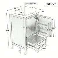 Compact 20 Inch Bathroom Vanity With Sink And Storage Cabinet, Adjustable Foot Pads, Drawer And Door Shelf In Grey