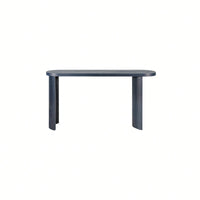 60 Inch Navy Blue Thick Top Entryway Table With Curved Legs For Versatile Sofa Installation