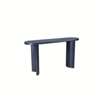 60 Inch Navy Blue Thick Top Entryway Table With Curved Legs For Versatile Sofa Installation