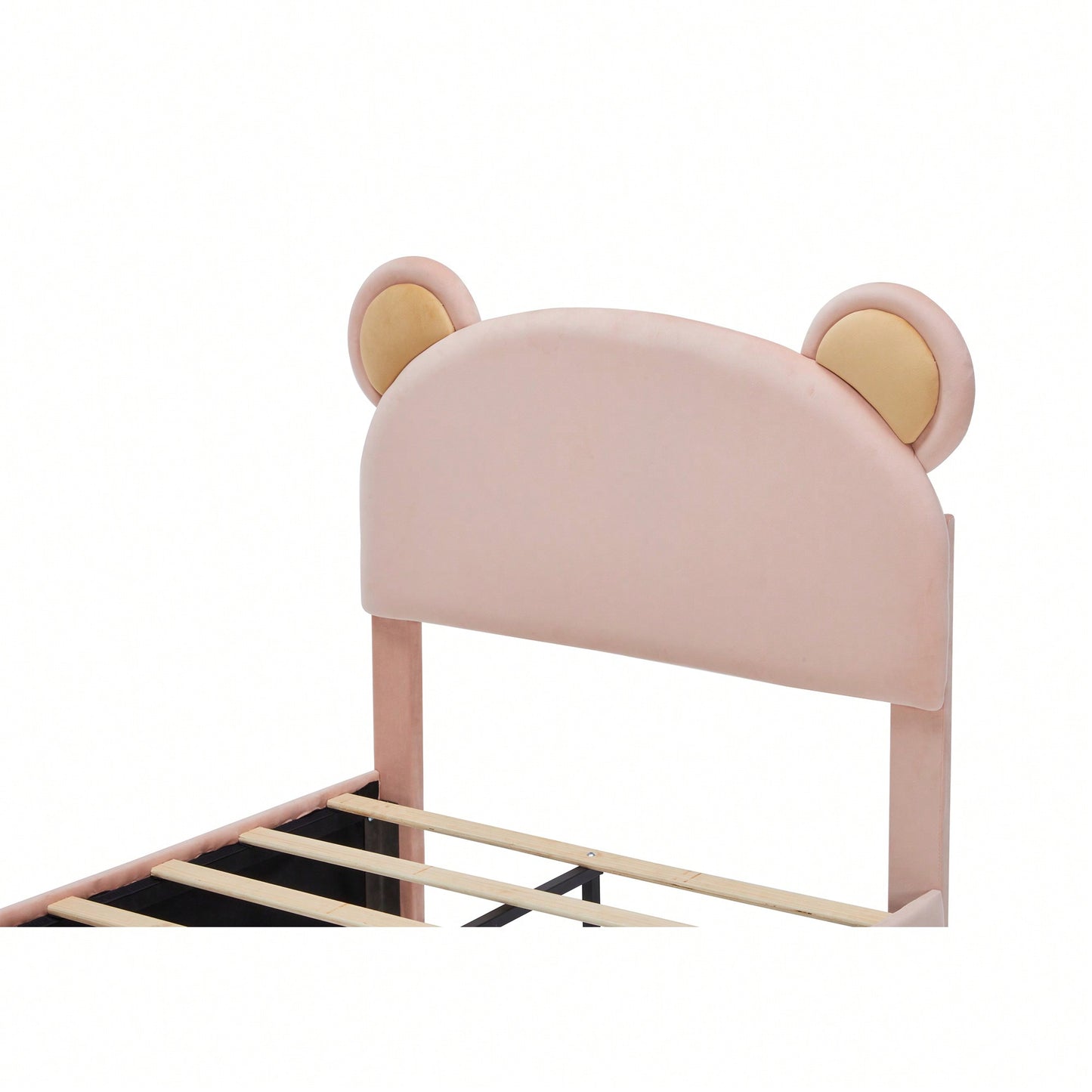 Twin Size Upholstered Platform Bed Frame With Cute Bear Ears Headboard For Kids And Teens Bedroom No Box Spring Required