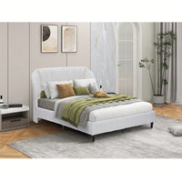 Luxurious Queen Size Velvet Wingback Bed Frame With Upholstered Platform And Sturdy Wooden Slats No Box Spring Required Easy Assembly Beige