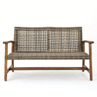Cozy Outdoor Wicker Loveseat With Plush Cushions For Relaxing Patio Seating