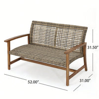 Cozy Outdoor Wicker Loveseat With Plush Cushions For Relaxing Patio Seating