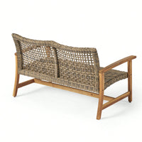 Cozy Outdoor Wicker Loveseat With Plush Cushions For Relaxing Patio Seating
