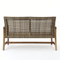 Cozy Outdoor Wicker Loveseat With Plush Cushions For Relaxing Patio Seating