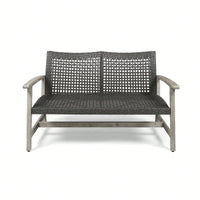 Cozy Outdoor Wicker Loveseat With Plush Cushions For Relaxing Patio Seating