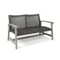 Cozy Outdoor Wicker Loveseat With Plush Cushions For Relaxing Patio Seating