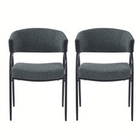 Upholstered Dining Chairs With Metal Legs Set Of 2 Modern Design For Home Or Restaurant Dark Green