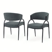 Upholstered Dining Chairs With Metal Legs Set Of 2 Modern Design For Home Or Restaurant Dark Green