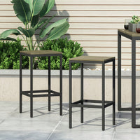 Set Of 2 Ezra Barstool Modern Industrial Design With Acacia Wood And Metal Frame