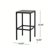 Set Of 2 Ezra Barstool Modern Industrial Design With Acacia Wood And Metal Frame