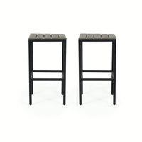 Set Of 2 Ezra Barstool Modern Industrial Design With Acacia Wood And Metal Frame