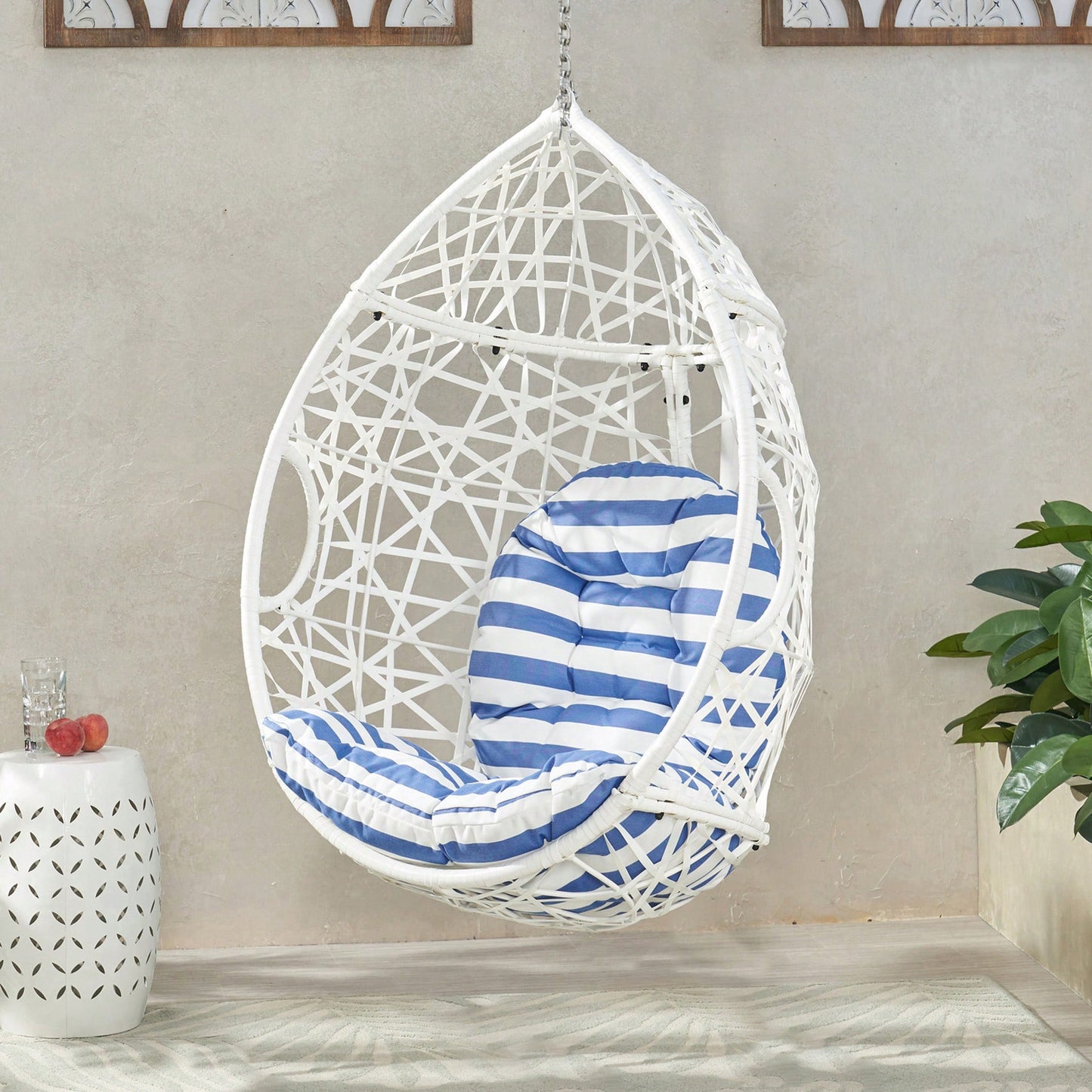 Stylish Indoor Outdoor Hanging Egg Chair With Cushion For Relaxation And Comfort