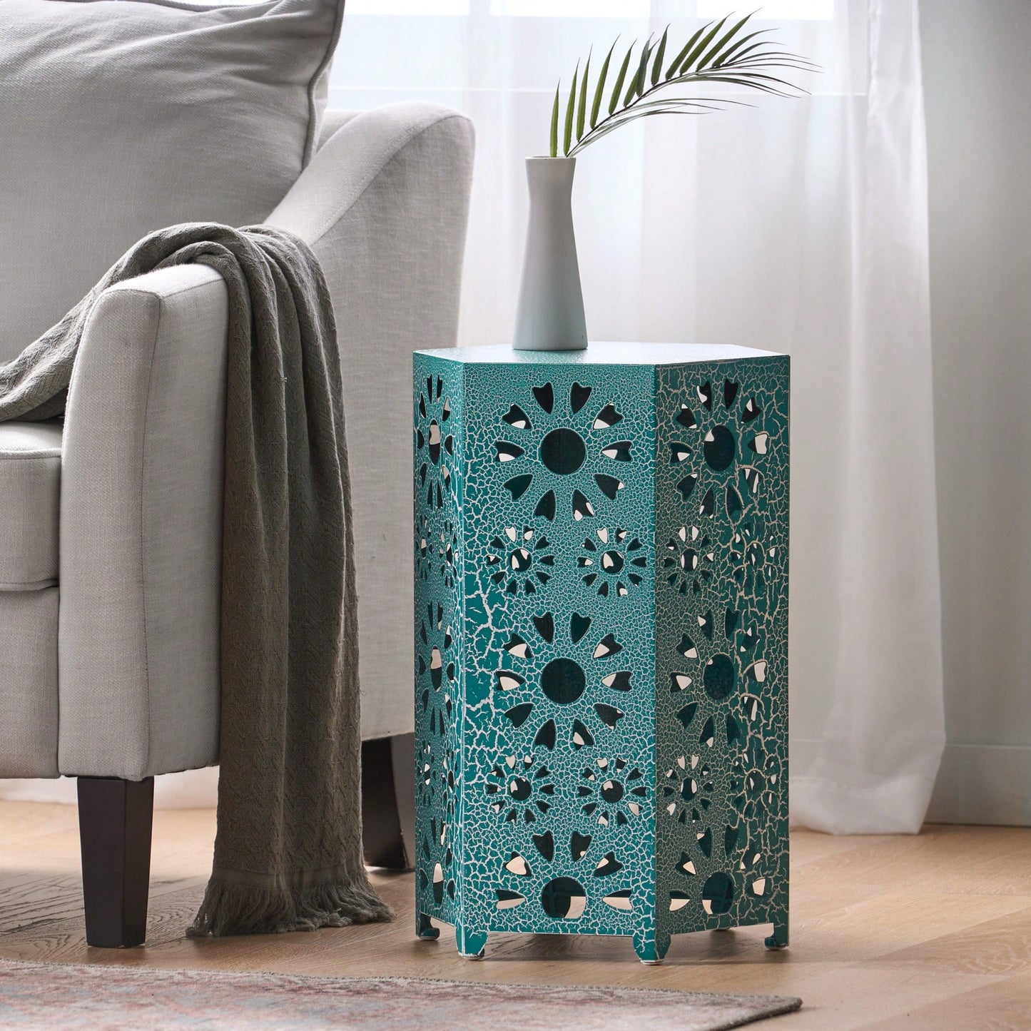 Elegant 14 Inch Round Side Table For Modern Living Room And Bedroom Decor