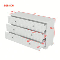 Elegant 6 Drawer Wooden Dresser Retro Style Storage Cabinet With Metal Handles For Bedroom In White