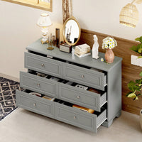 Elegant 6 Drawer Wooden Dresser Retro Style Storage Cabinet With Metal Handles For Bedroom In White