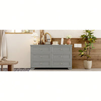 Elegant 6 Drawer Wooden Dresser Retro Style Storage Cabinet With Metal Handles For Bedroom In White