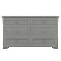 Elegant 6 Drawer Wooden Dresser Retro Style Storage Cabinet With Metal Handles For Bedroom In White