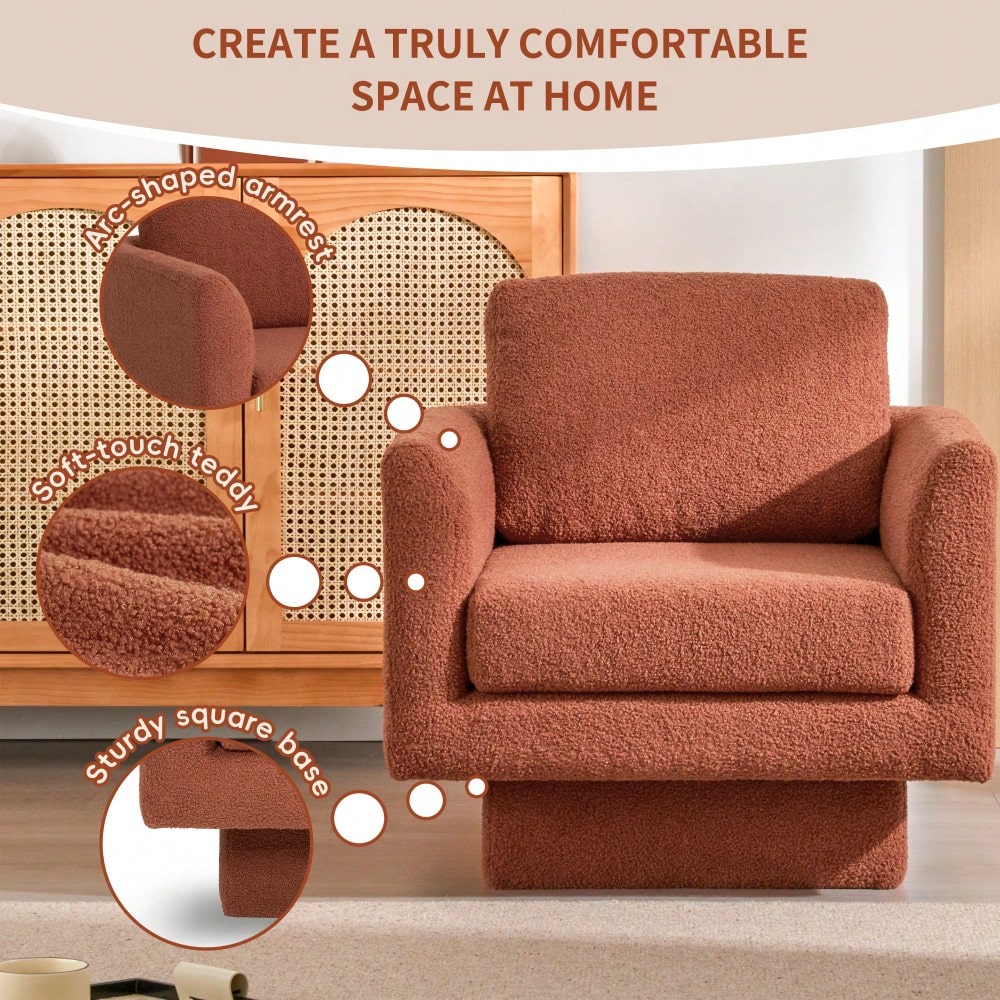 360° Swivel Accent Chair Thick Padded Teddy Sherpa Barrel Chair For Living Room Nursery Bedroom Comfy Lounge Sofa Available In 4 Colors