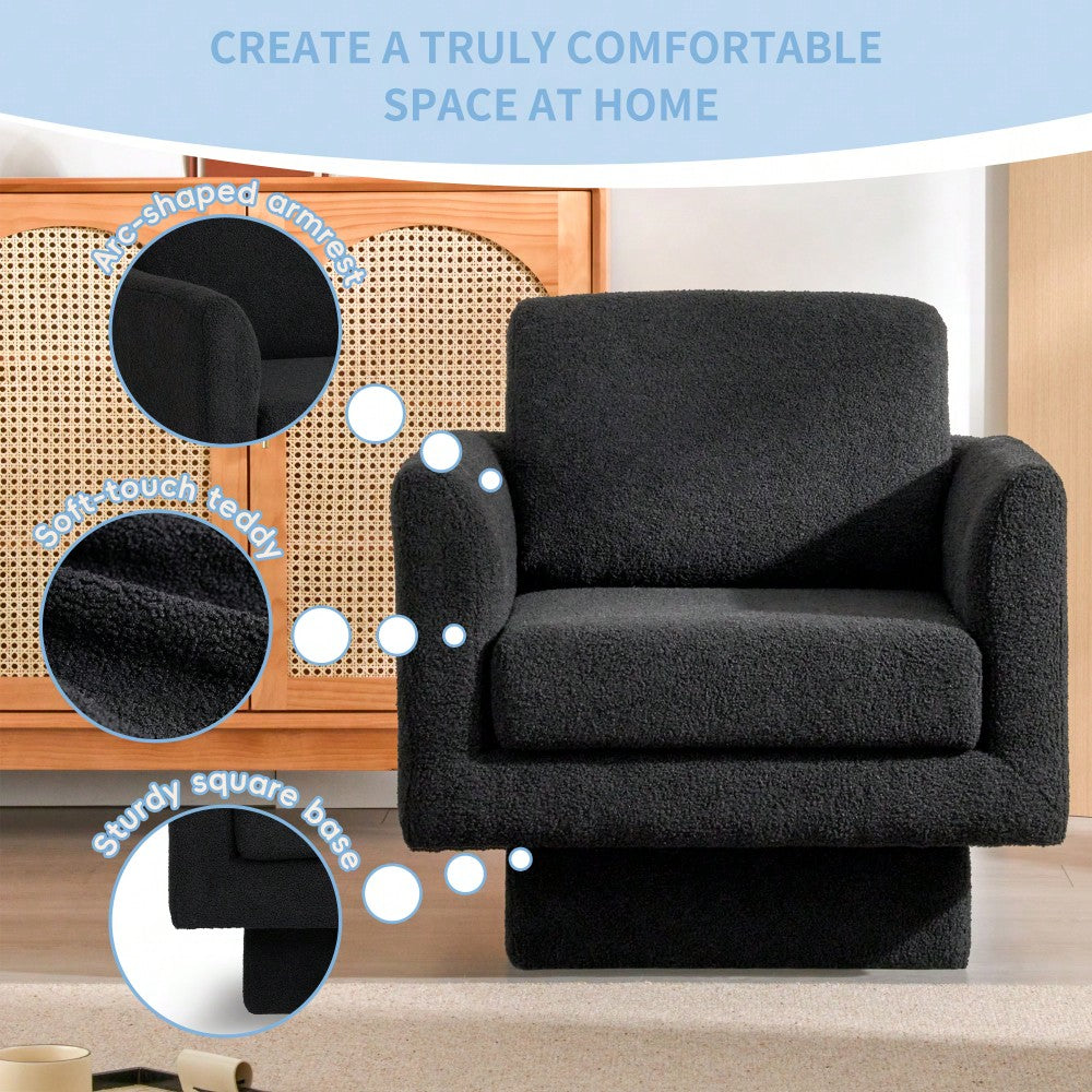 360° Swivel Accent Chair Thick Padded Teddy Sherpa Barrel Chair For Living Room Nursery Bedroom Comfy Lounge Sofa Available In 4 Colors