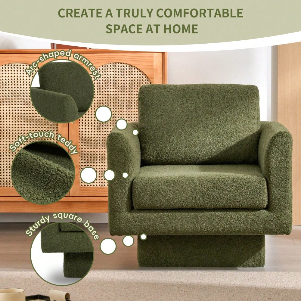 360° Swivel Accent Chair Thick Padded Teddy Sherpa Barrel Chair For Living Room Nursery Bedroom Comfy Lounge Sofa Available In 4 Colors