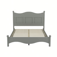 Elegant Retro Style Queen Size Wood Platform Bed Frame With Wooden Slat Support In White