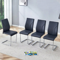 Elegant Set Of 4 White High Back Dining Chairs With PU Upholstery For Restaurants Kitchens And Living Rooms