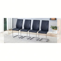 Elegant Set Of 4 White High Back Dining Chairs With PU Upholstery For Restaurants Kitchens And Living Rooms