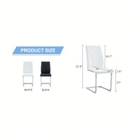 Set Of 6 White PU Dining Chairs With High Backrest Sturdy Legs For Restaurants Kitchens And Living Rooms