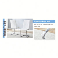 Set Of 6 White PU Dining Chairs With High Backrest Sturdy Legs For Restaurants Kitchens And Living Rooms