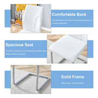 Set Of 6 White PU Dining Chairs With High Backrest Sturdy Legs For Restaurants Kitchens And Living Rooms