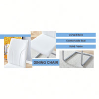 Set Of 6 White PU Dining Chairs With High Backrest Sturdy Legs For Restaurants Kitchens And Living Rooms