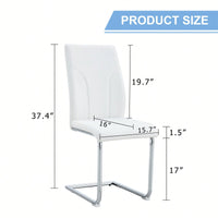 Set Of 6 White PU Dining Chairs With High Backrest Sturdy Legs For Restaurants Kitchens And Living Rooms
