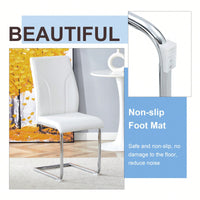Set Of 6 White PU Dining Chairs With High Backrest Sturdy Legs For Restaurants Kitchens And Living Rooms