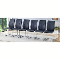 Set Of 6 White PU Dining Chairs With High Backrest Sturdy Legs For Restaurants Kitchens And Living Rooms