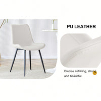Set Of 6 Curved Black Leather Dining Chairs With Metal Legs For Restaurants Kitchens And Offices
